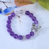 Amethyst and White Crystal Beaded Butterfly Bracelet - Elegant Women's Jewelry Accessory