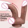 Double Headed Dildos Super Soft Simulation Liquid Silicone Stimulating Large Suction Cup Vaginal Anal Lesbian Sex Toy