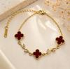 European and American Light Luxury Four-leaf Clover Zircon Bracelet Female Titanium Steel Does Not Fade Niche High-end Accessories