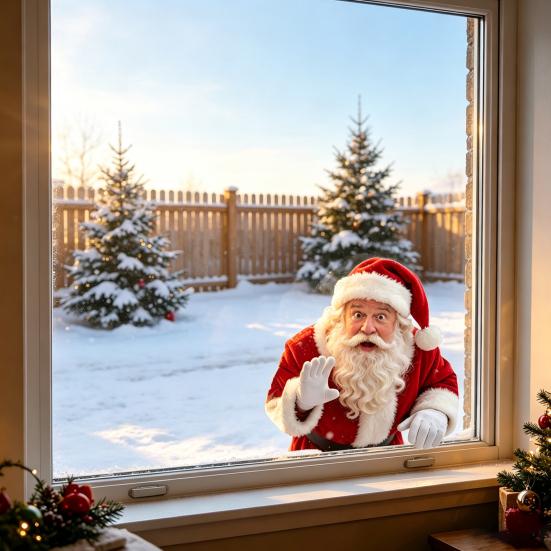 Winter Holiday Store Window Signs Santa Claus Sticker, Static Removable Decal, Waterproof Decorative PVC Film Festive Decal for Home Living