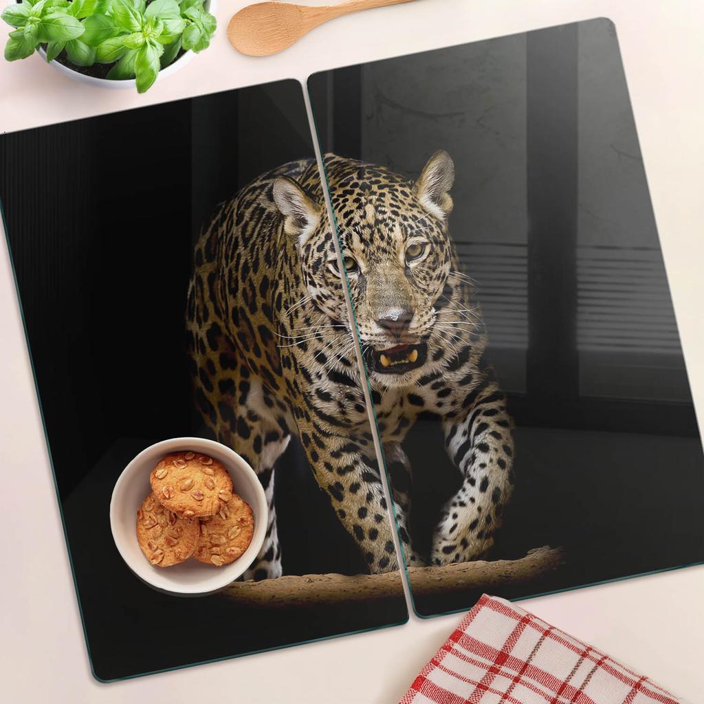 Ozdobne Deski Kuchenne Szklane Do Krojenia Z Grafiką Jaguar 2X30X52 Cm
