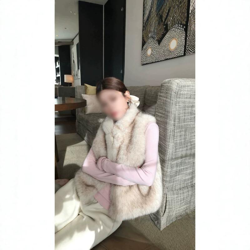 New fur outer wear furry vest women's furry autumn and winter vest jacket short sleeveless top