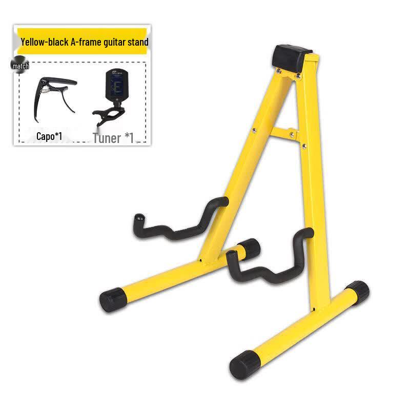 Jundingying Yellow A-Frame Guitar Stand Set with Tuner & Capo