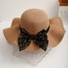 Style Hat Versatile Straw Woven Elegant Bow Womens Sunshade Hatscaps