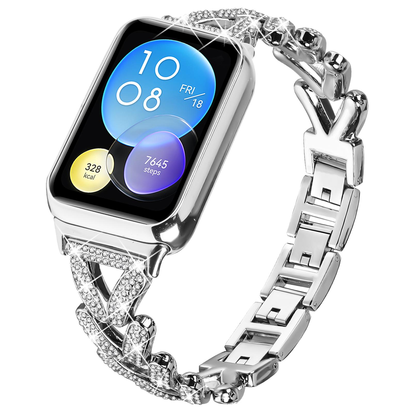 

Zinc Alloy Twisted Watch Band Rhinestone Decor for Xiaomi Smart Band 8 Pro Watch Strap Silver