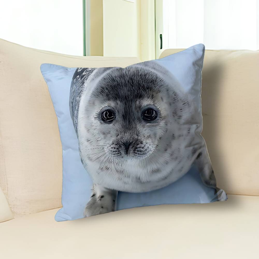 Funny S-Seal Sea Various Sizes Square Pillow Case For Car Home Bedchamber Decor Custom Valentine gift