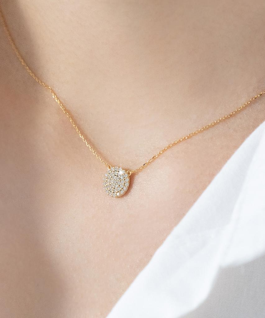 Alleun Silver 925 Round Pendant Cubic Mini Chain Necklace