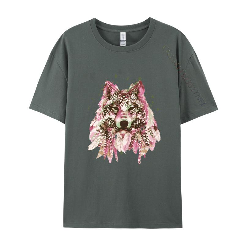 Clothing Native American Wolf Head Tribal TShirt Men New Design Crazy Tops T Shirt Cotton T Shirts Design