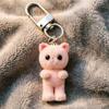 Cute Flocking Three-dimensional Kitten Keychain Cartoon Mini Doll Bag Pendant Keyrings Handmade DIY Keys Chains Gift Accessories