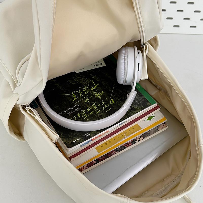 Middle School Student Schoolbag Women's Solid Color Letter Printed Backpack College Style Large Capacity Backpack