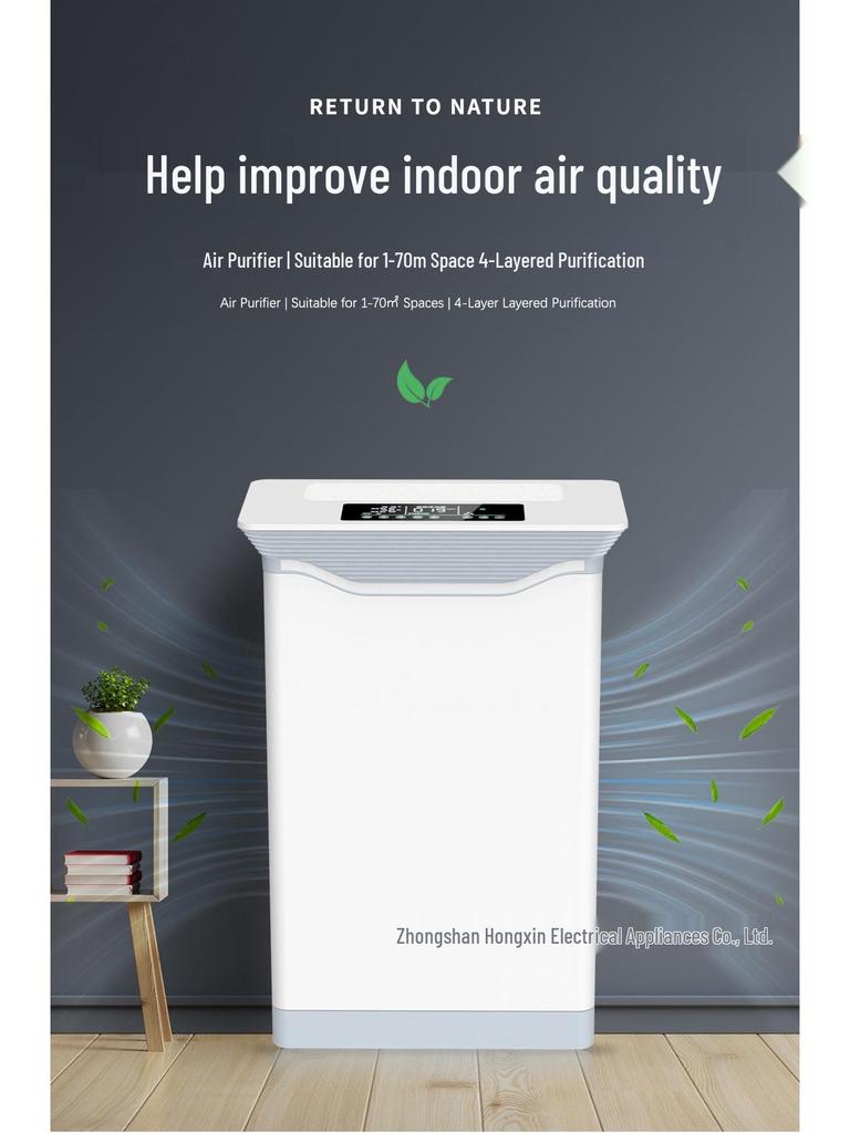 Smart Household Air Purifier: Formaldehyde & Odor Removal with Negative Ion Generator