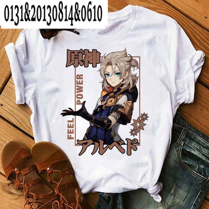

Genshin Impact Graphic Print Жіноча футболка Casual Xiao Kaedehara Kazuha Чорна сорочка з коротким рукавом Жіноча футболка XL