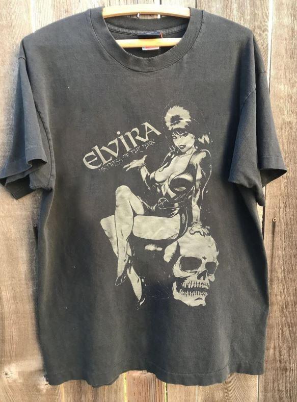 Elvira horror movie classic style unisex charcoal short sleeve tee QT8019 L