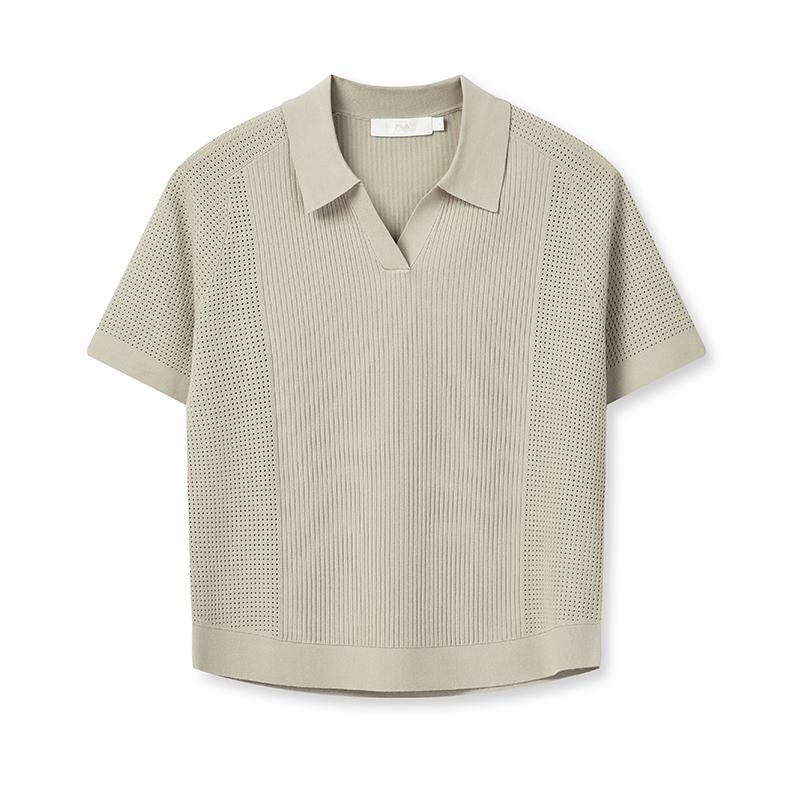 

FILA Milano Series Fashion Classic Simple Trendy Casual Versatile Comfortable Woven Short Sleeve Knit Top Women tops Feather-Gray F11W625405FGY S