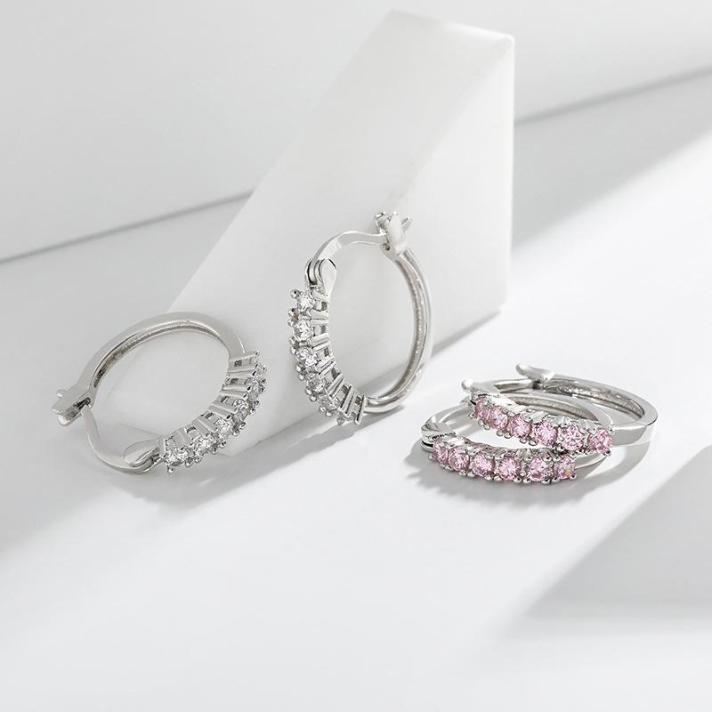 Niche Diamond Ear Buckle, Simple and Versatile Temperament Earrings, Colorful Sapphire Earrings