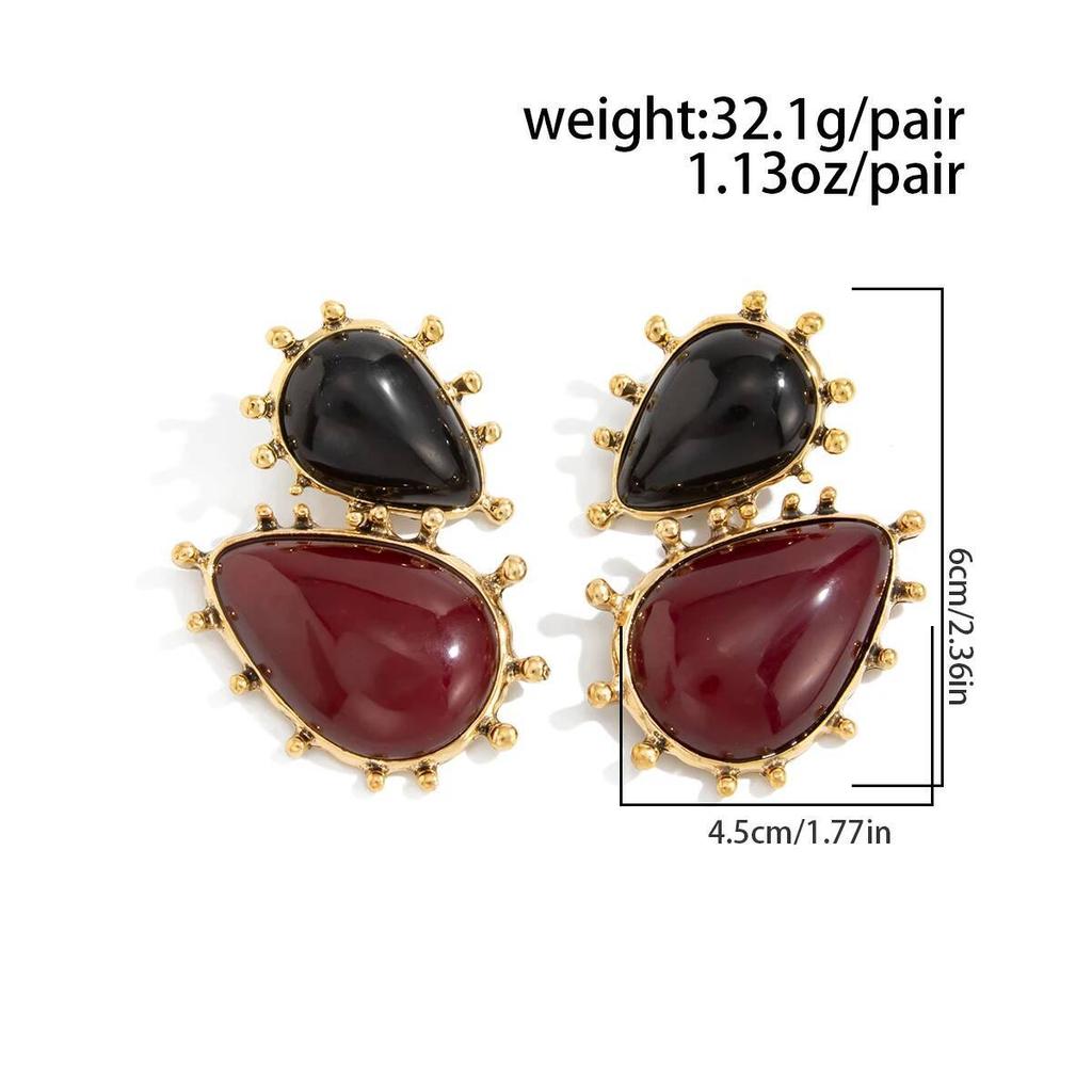 Salircon Vintage Irregular Geometric Waterdrop Pendant Earrings Women Baroque Resin Acrylic Dangle Earring Banquet Party Jewelry