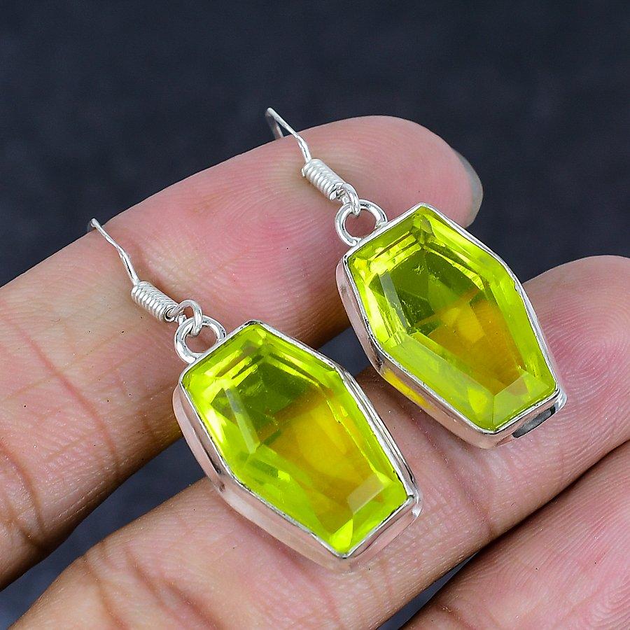 Tsavorite Gemstone 925 Sterling Silver Jewelry Earring 1.69"