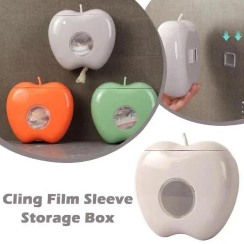 Dispenser per Sacchetti Freschezza a Forma di Mela Montato a Parete Scatola Dispenser da Cucina Organizzatore di Sacchetti di Plastica Robusto Strumento da Cucina Salvaspazio