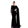 Elegant Cross-Border Round Neck Long Sleeve Evening Gown