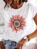 Fashion Short Sleeve Casual Tshirts Clothes Women FeUnisex Watercolor Make Up Flower Summer Clothing Ladies Print Graphic Tee