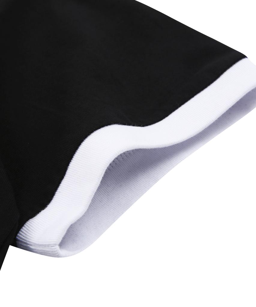 DOLPHIN WAVE APPAREL Dolphin Foam Print Big Logo Ringer Short Sleeve T-Shirt Black