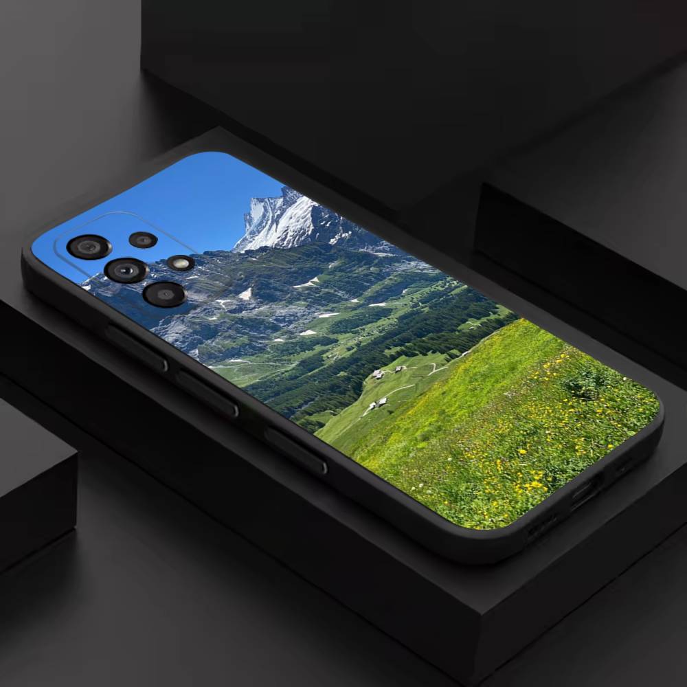 Natural Mountains Scenery For Samsung S 26,25,24,23,22,30,21,10,9,Ultra,Plus,Lite,FE,4,5G Black Soft Case Phone Case