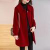 Elegant Women's Red Wool Coat, Winter Fashion with A Slim Fit Silhouette and Premium Quality Fabric