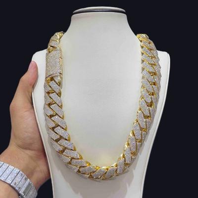 Iced Out 15mm Mens Miami Cuban Link Necklace Hip Hop CCubic Zirconia Bling Prong Cuban Chain