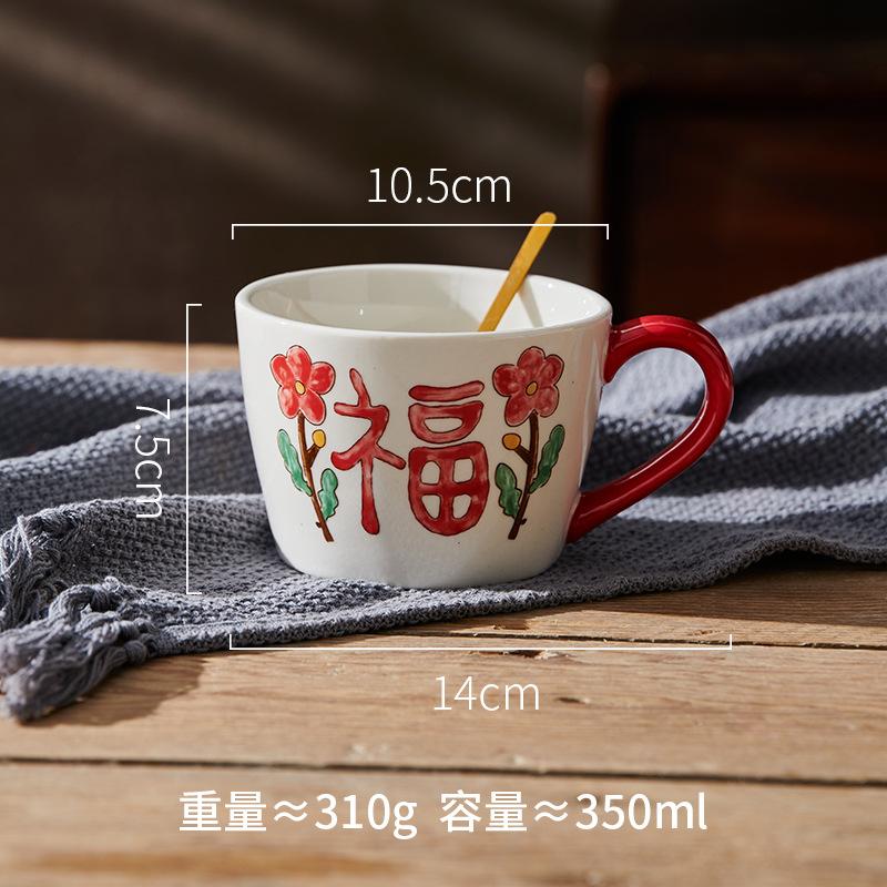 Festliches Geschirr im Retro-Stil, Weihnachtsgeschenke für das chinesische Neujahr, Haushaltsteller mit Blumenmuster, Keramikschüsseln, Suppenschüsseln mit großem Fassungsvermögen, Zweiohrschüsseln