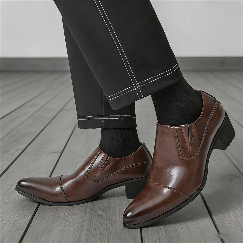 British Designer Gentleman New Pointed Chelsea Business Elevator Shoes For Men Fashion Dress Wedding Prom Homecoming Footwear