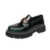 Zapatos de Cuero Gruesos para Aumentar la Altura Moda Cuatro Estaciones Talla Grande para Hombre Zapatos Perezosos de Color Contrastante Mocasines Juveniles para Exteriores
