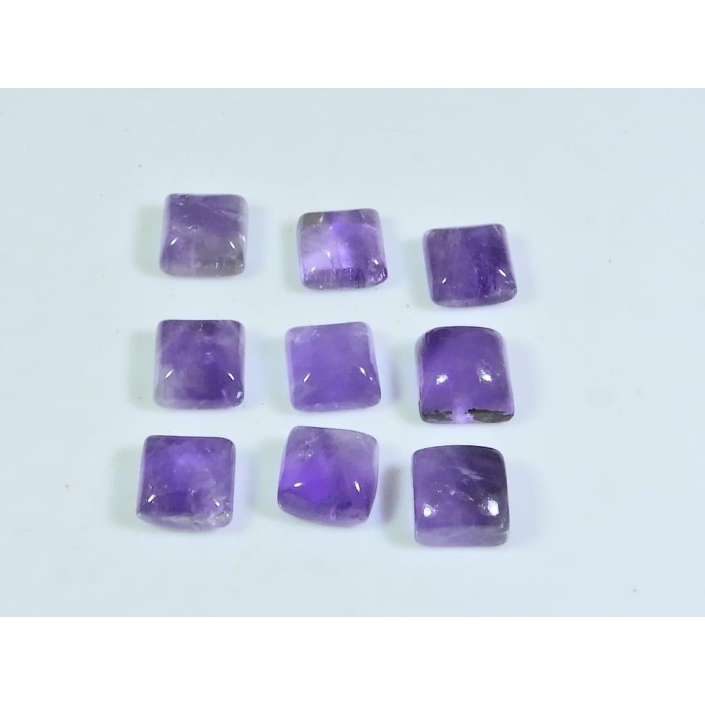 

8X8MM Natural Amethst Ring Size Square Cabochon Loose Gemstone 9 Pcs Lot A-451