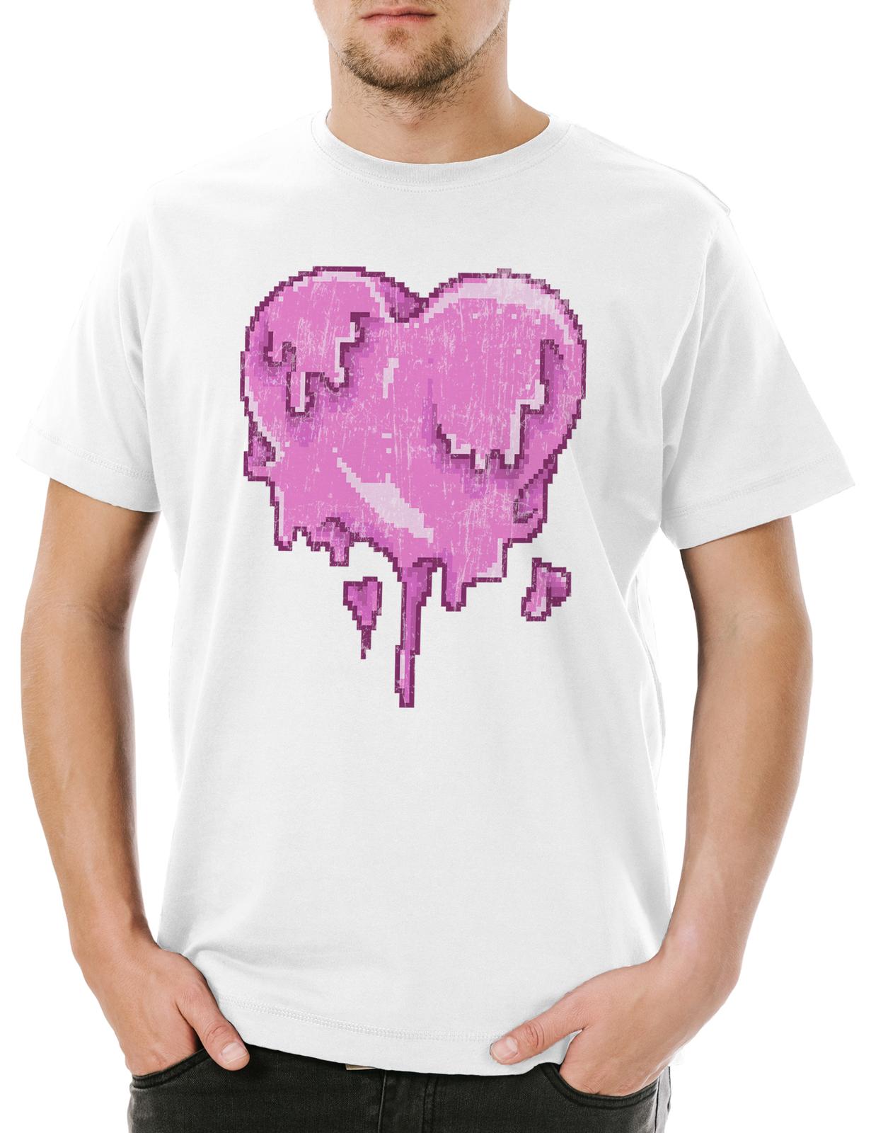 Pixel Melting Heart Mens T-Shirt Pixel Heart Love Love Gamer Gaming Games L