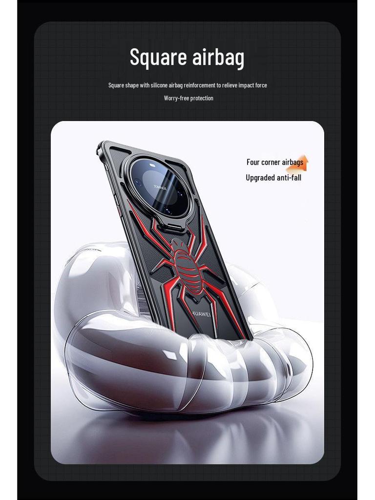 Huawei Mate60 Pro Spider Metal Protective Case - Cross-Border Compatible, Anti-Drop with Bracket.
