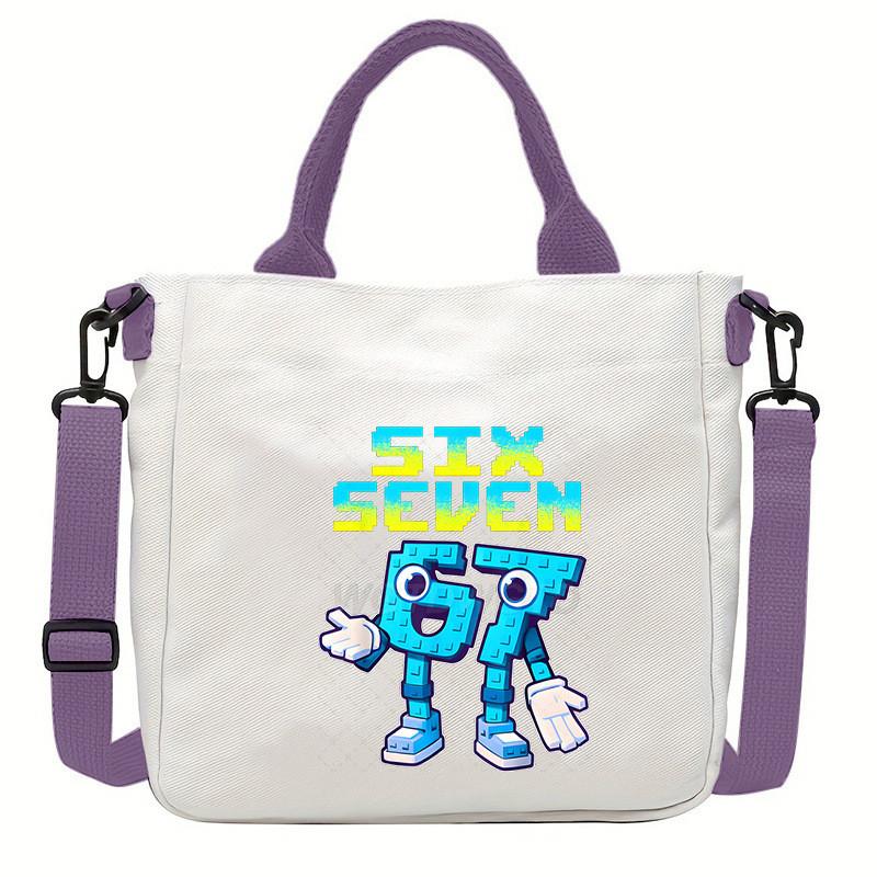 Steal a Brainrot 67 Printed Student Crossbody Bag Casual Canvas Shoulder Bags
