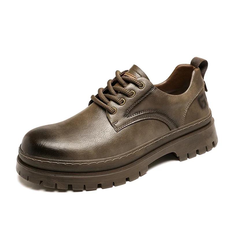 High Quality 2024 Men Casual Leather Business Tooling Shoes Comfy Thick Bottom Italian Male Shoes Antiskid Outdoor Oxford Shoes