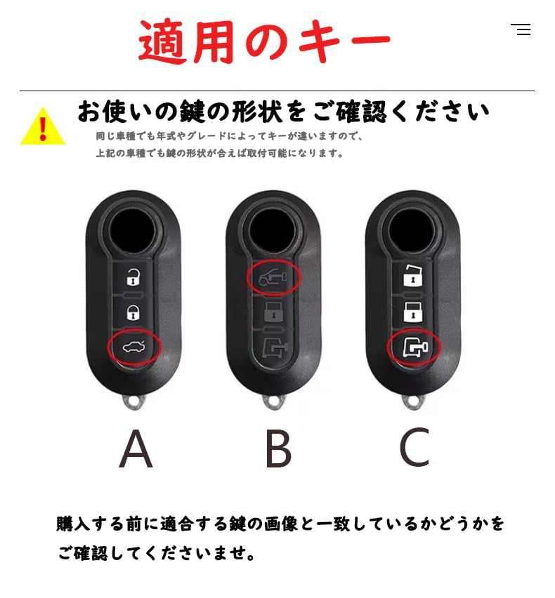 SANRILY Key Holder for Fiat, Smart Key Case, Key Protection, Fits Fiat500 500C, 500L,