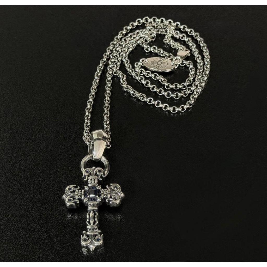 Used Necklace Silver Tiny Filigree Cross Stamped Silver925