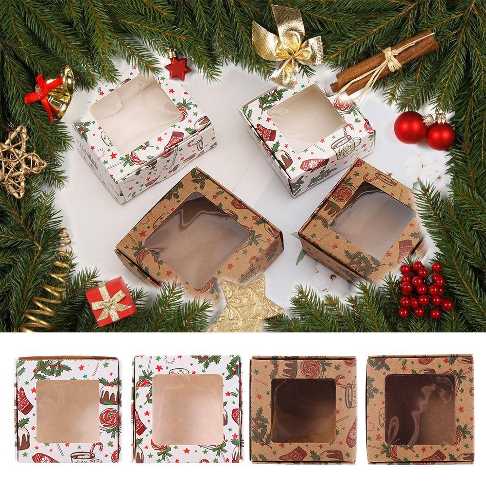 For Candy Multi-size Paper Gift Box Kraft Window Christmas Gifts Box Package Box