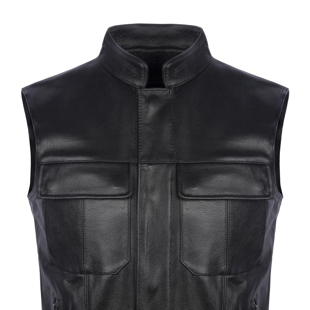 Classical Motorcycle Biker Real Cow Leather Vest Men Genuine Leather Vests