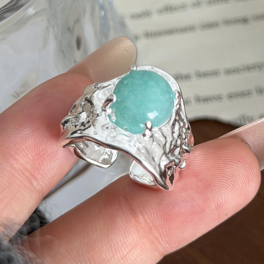 Xiaomi BF CLUB 925 Sterling Silver Ring For Women Jewelry Big Stone Open Vintage Handmade Ring Allergy For Party Birthday Gift