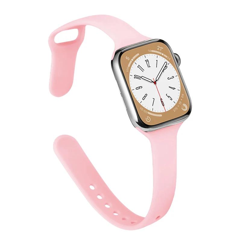 Slim Strap for Apple Watch Band 44mm 40mm 38mm 42mm Ultra 49mm Silicone Bracelet Correa iWatch Series 6 Se 5 4 3 7 8 45mm 41mm