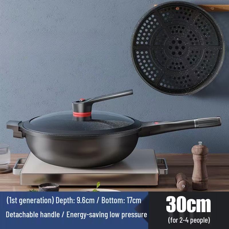 Zhi Shi Maifan Stone Non-stick Wok with Steamer Lid