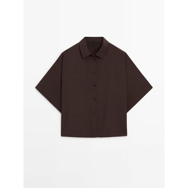 Za2024 Summer New Product Women's Clothes French Style Retro Work Clothing Elegant Lapel Short Sleeve Shirt 05115577 700