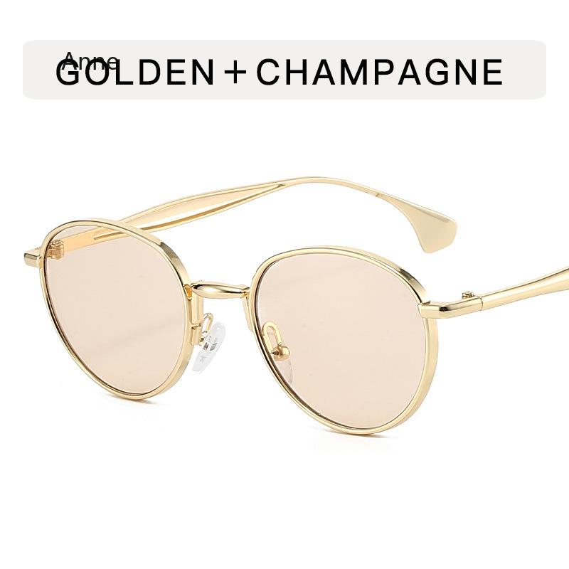 Retro Metal Oval Sunglasses Women Shades UV400 Fashion Punk Men Blue Sun Glasses Lentes De Sol Mujer