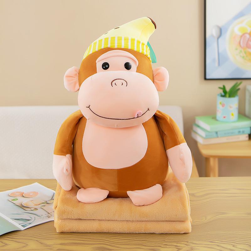 Strawberry Hugging Pig & Little Bear Plush Toy Blanket – Dual-use Nap & Travel Comfort for Kids