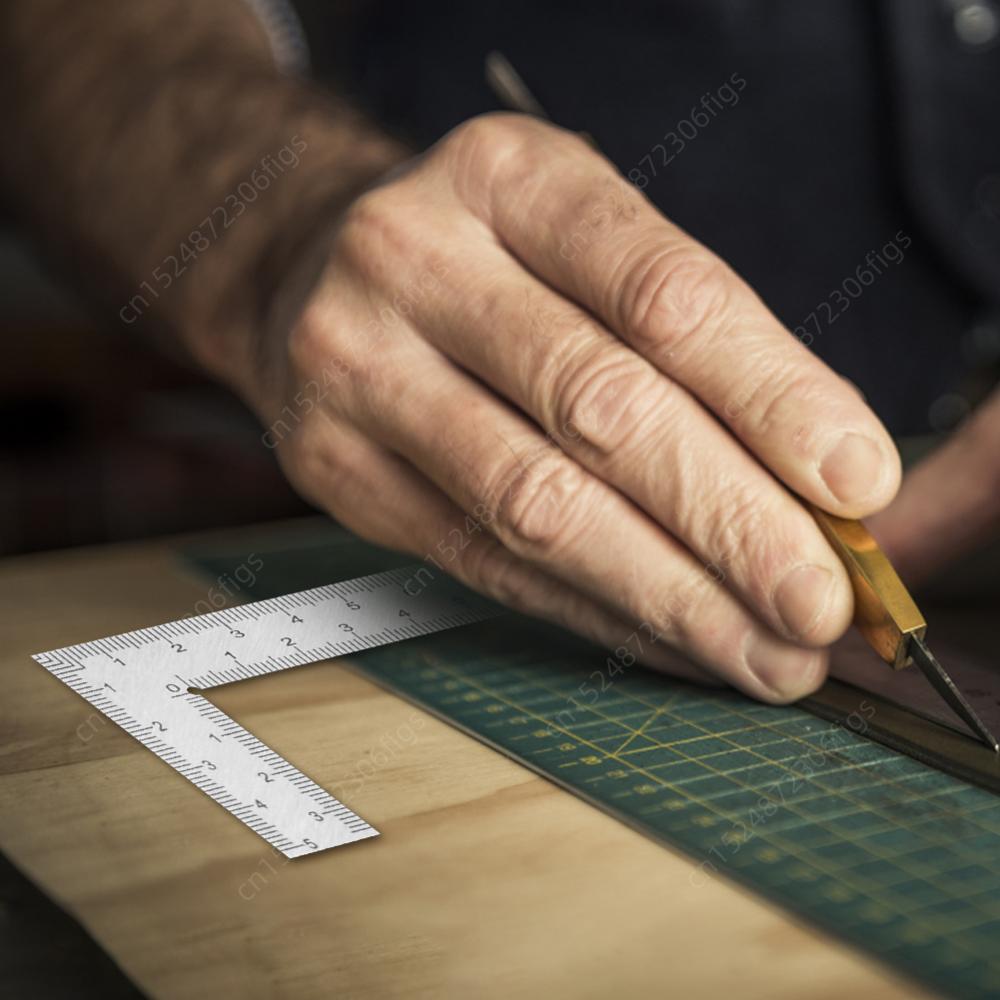1/2 Stück Mini-Winkelmesser Mess-Layout-Werkzeug Quadrat aus Edelstahl 90 Drehbarer Lineal Präzision Für Bau-Rahmen-Messwerkzeuge