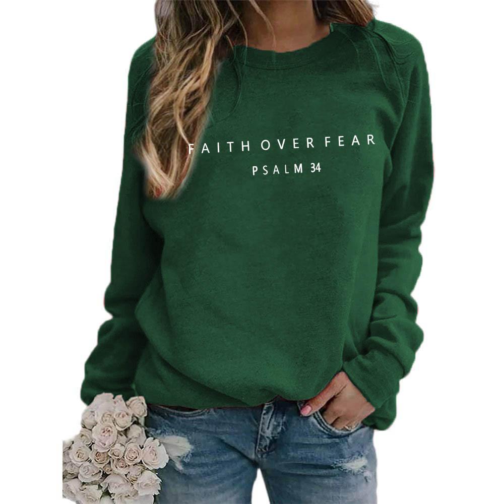 Women's Crew Neck Long Sleeve Loose Fit Sweatshirt Casual Letter Graphic Pullover