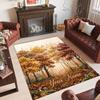 Forest Theme Crystal Velvet Floor Rug Personalized Custom Name Text Warm Carpet Home Decoration