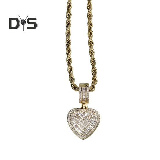 

Хіп-хоп светр намисто Блискучі інкрустовані кубічним цирконієм підвіски у формі серця Чокер Намисто Ювелірні аксесуари золотистий